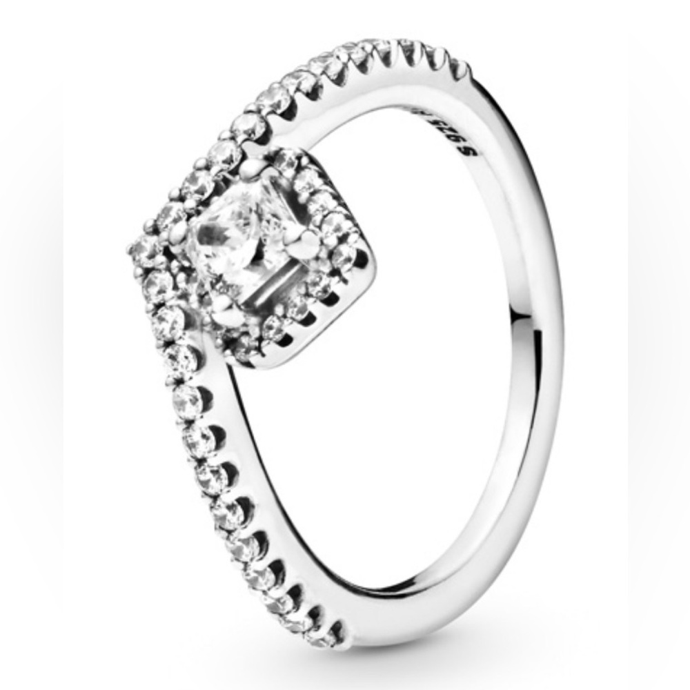 New Pandora Square Sparkle Wishbone Ring